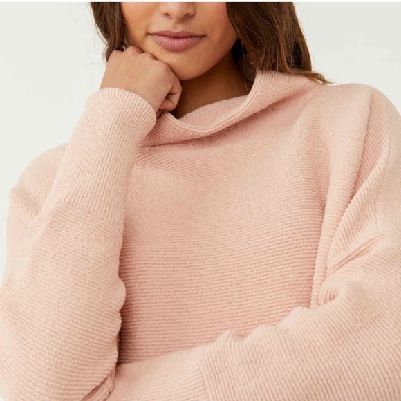 Free People Ottoman Slouchy Tunic Sweater Dress Soft Pink Cowl Ribbed Pullover S - Picture 5 of 16